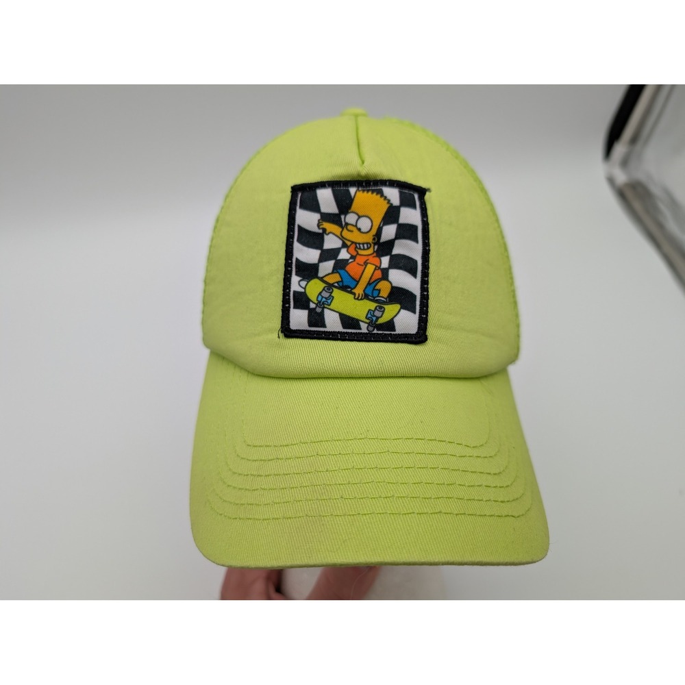 The Simpsons Bart Skateboarding Trucker Hat Lime Green Snapback Cap Mad Engine